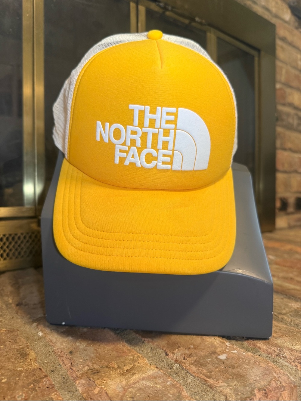 The North Face Unisex Yellow and White Mesh Trucker Hat